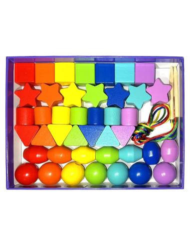 Juguetes de Enhebrado Intsinzi 46 Piezas Montessori
