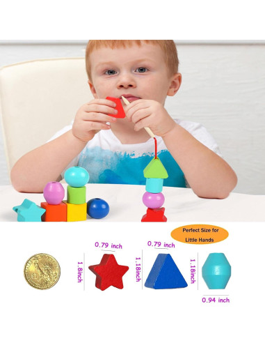 Juguetes de Enhebrado Intsinzi 46 Piezas Montessori