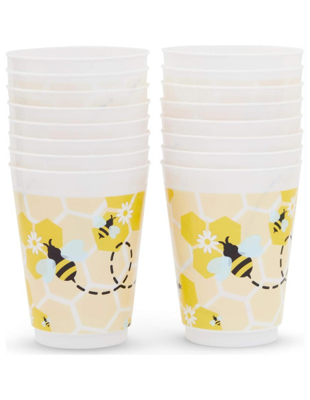 Vasos de Plástico Reutilizables BLUE PANDA 16 Piezas Abeja Vasos de Plástico Reutilizables BLUE PANDA 16 Piezas Abeja