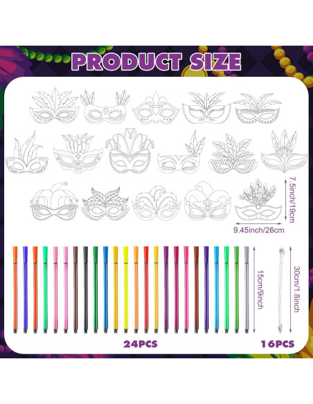 Lenwen 16 Pcs Máscaras DIY Carnaval para Colorear con Marcadores Lenwen 16 Pcs Máscaras DIY Carnaval para Colorear con Marcadores