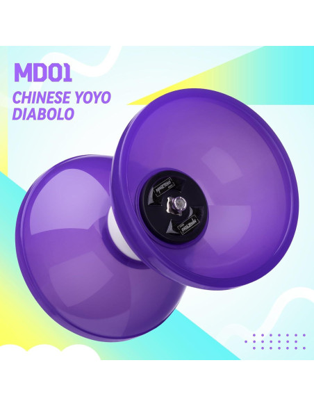 Diabolo Profesional CHEE MONG Púrpura 12.7 cm con Palos Diabolo Profesional CHEE MONG Púrpura 12.7 cm con Palos