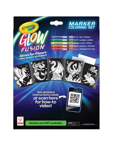 Set Crayola Glow Fusion con Marcadores y Páginas Míticas