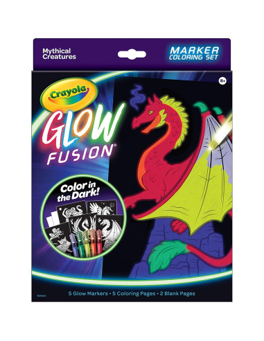Set Crayola Glow Fusion con Marcadores y Páginas Míticas