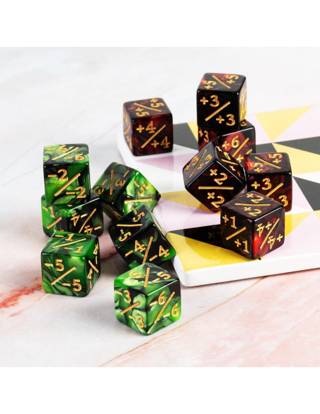 Juego de 24 Dados Contadores LAMJAM MTG Rubí y Esmeralda Juego de 24 Dados Contadores LAMJAM MTG Rubí y Esmeralda