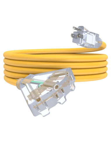 Cable de Extensión Exterior 4.57m PLUGTUL 12AWG 3 Salidas Amarillo