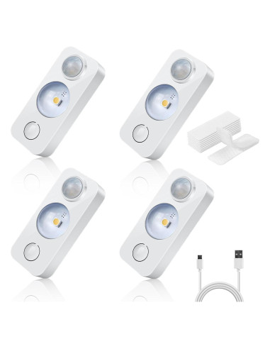 Luces de Puck LED con Sensor de Movimiento 4 Pack - Blanco Cálido