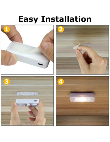 Luces de Puck LED con Sensor de Movimiento 4 Pack - Blanco Cálido