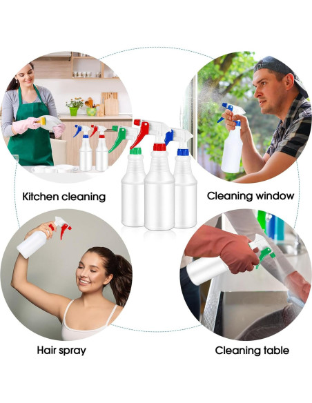 Yinder 18 Botellas Spray Vacías 480 ml Ajustables a Prueba de Fugas Yinder 18 Botellas Spray Vacías 480 ml Ajustables a Prueba de Fugas