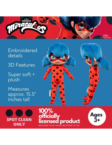 Almohada de Abrazo Franco Miraculous Ladybug 39 cm Suave Almohada de Abrazo Franco Miraculous Ladybug 39 cm Suave