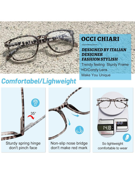 Gafas de Lectura OCCI CHIARI XL 3.0x Color Gris Hombres Gafas de Lectura OCCI CHIARI XL 3.0x Color Gris Hombres
