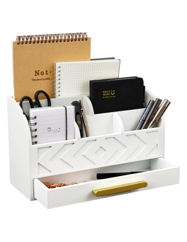 Organizador de Escritorio de Madera ZALIOJI Blanco Ajustable