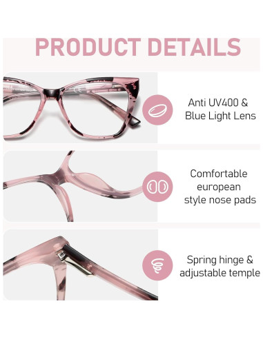 Gafas de lectura LKEYE estilo gato ojo 3.5D bloqueadoras luz azul