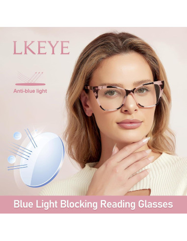 Gafas de lectura LKEYE estilo gato ojo 3.5D bloqueadoras luz azul