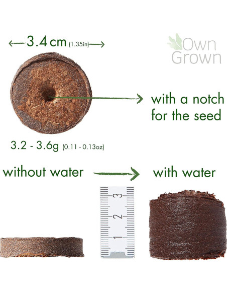 Pellets de Coco Coir OwnGrown - 125 Tapones para Semillas Pellets de Coco Coir OwnGrown - 125 Tapones para Semillas
