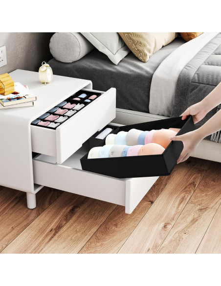 Organizador de Cajones Easortm Set de 4 Plegable Negro Organizador de Cajones Easortm Set de 4 Plegable Negro