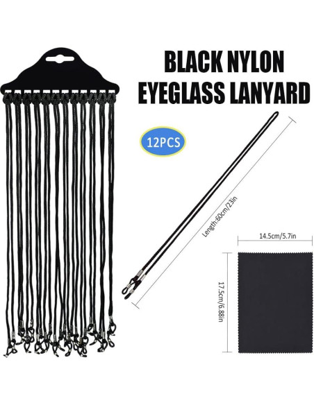 12 Piezas Correa Ajustable para Gafas + Paño de Microfibra 12 Piezas Correa Ajustable para Gafas + Paño de Microfibra
