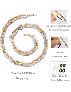 Cadena de Gafas Beige para Mujeres - Soporte Antideslizante 2