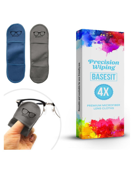 Paño Limpiador de Gafas Basesit 4 Pack Microfibra Azul/Gris Paño Limpiador de Gafas Basesit 4 Pack Microfibra Azul/Gris