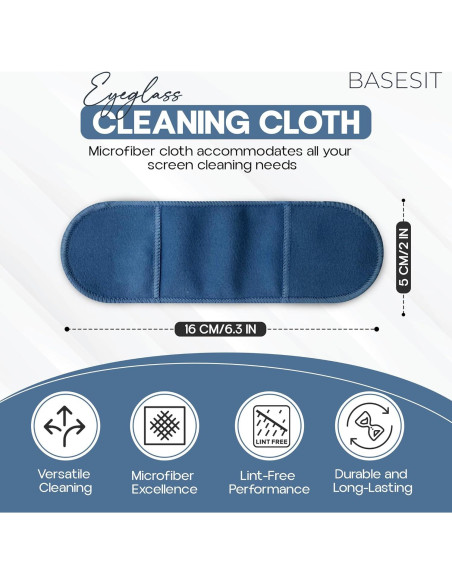 Paño Limpiador de Gafas Basesit 4 Pack Microfibra Azul/Gris Paño Limpiador de Gafas Basesit 4 Pack Microfibra Azul/Gris
