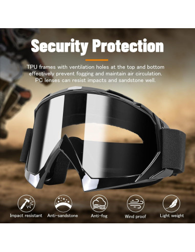 Gafas de motocross YOHOG 2-Pack a prueba de viento
