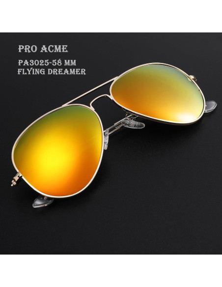 Gafas de sol Aviador Pro Acme UV400 Marco dorado Lente espejo rojo Gafas de sol Aviador Pro Acme UV400 Marco dorado Lente espejo rojo