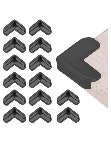 Protectores de Esquinas uxcell 16 Piezas PVC Negro L