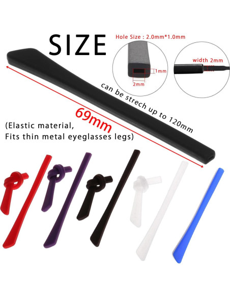 5 Piezas Tubo Silicona Antideslizante para Gafas KECHIO 5 Piezas Tubo Silicona Antideslizante para Gafas KECHIO