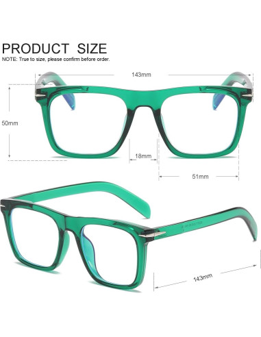 Gafas Cuadradas JOVAKIT Anti-Luz Azul Unisex Verde