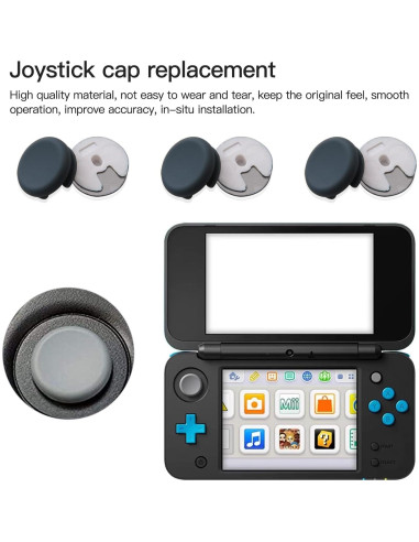 6 Tapas Repuesto Joystick Nintendo 3DS XL Gris