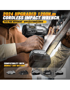 Llave de impacto inalámbrica Cerycose 1/2" 1200N.m LED 2