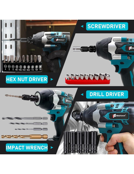 Llave de impacto inalámbrica iMeshbean 1000Nm 21V 2 baterías Llave de impacto inalámbrica iMeshbean 1000Nm 21V 2 baterías