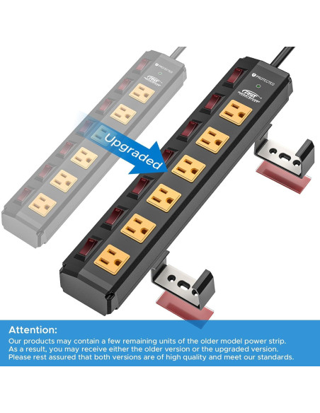 Tira de Energía CRST 6 Salidas Metal 1200 Julios 6FT Tira de Energía CRST 6 Salidas Metal 1200 Julios 6FT