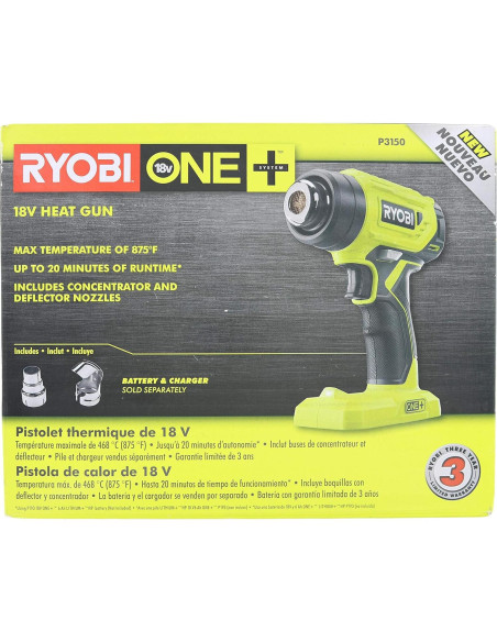 Pistola de Calor Inalámbrica Ryobi P3150 18V con Boquillas Pistola de Calor Inalámbrica Ryobi P3150 18V con Boquillas