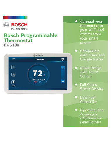 Termostato Inteligente Bosch BCC100 5" Táctil Wi-Fi HVAC