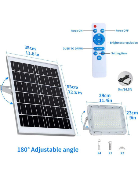 Luz de Inundación Solar LED 300W TIN SUM 24000 Lúmenes IP67 Luz de Inundación Solar LED 300W TIN SUM 24000 Lúmenes IP67