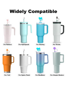 6 Pajillas Transparentes con Tapa para Taza Stanley 1,18L 2