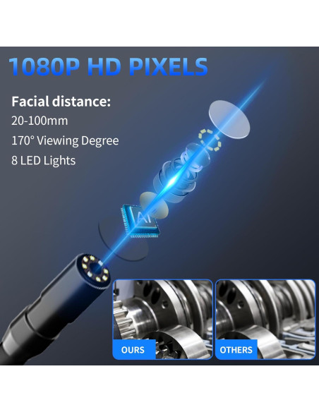 Cámara Endoscópica WINWEND 4.3" HD 1080P IP67 5m Luz LED Cámara Endoscópica WINWEND 4.3" HD 1080P IP67 5m Luz LED