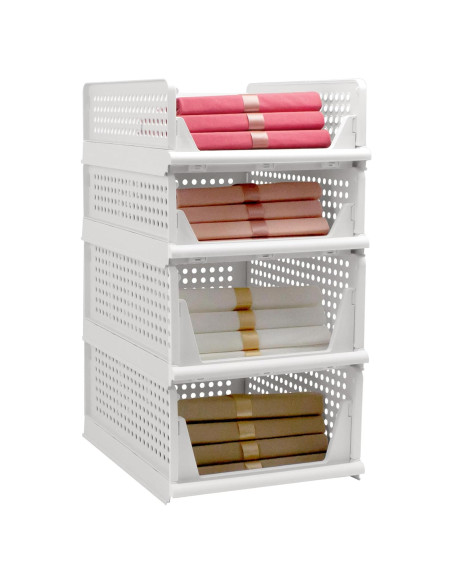 Cestas de Almacenamiento Apilables Goderewild 4 Piezas Blancas Cestas de Almacenamiento Apilables Goderewild 4 Piezas Blancas