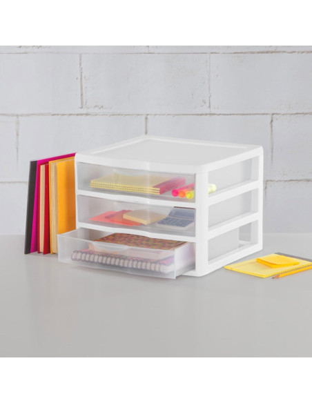 Organizador de Cajones Sterilite 3 Cajones Plástico Blanco Organizador de Cajones Sterilite 3 Cajones Plástico Blanco