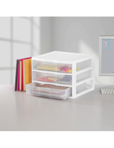 Organizador de Cajones Sterilite 3 Cajones Plástico Blanco