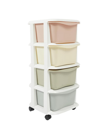 Cajones de Plástico Eapmic 4 Niveles Multicolor con Ruedas Cajones de Plástico Eapmic 4 Niveles Multicolor con Ruedas