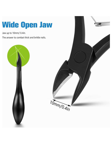 Cortauñas FERYES de Acero Inoxidable para Uñas Gruesas - Negro