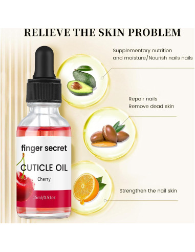 Aceite de Cutícula Cereza 15ml Finger Secret - Hidratante y Fortalecedor