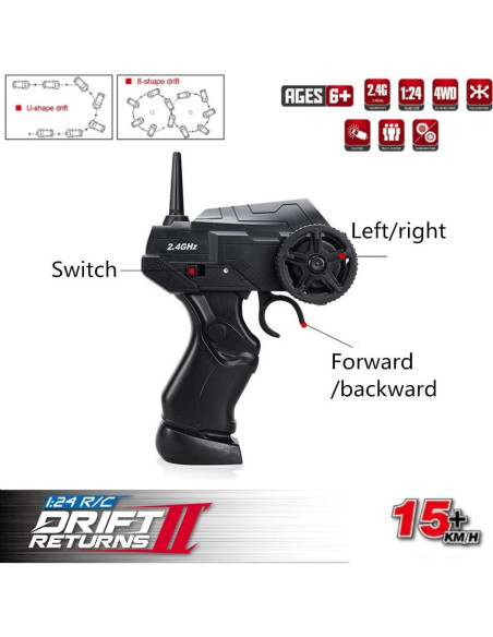 Coche RC Liberty Imports 1/24 4WD Deriva LED Neumáticos Coche RC Liberty Imports 1/24 4WD Deriva LED Neumáticos