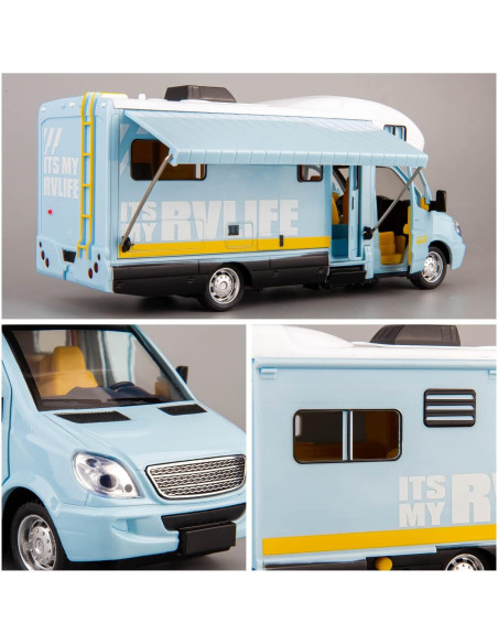 Caravana Juguete WAKAKAC 1/32 Retroceso Luz y Sonido Azul Caravana Juguete WAKAKAC 1/32 Retroceso Luz y Sonido Azul