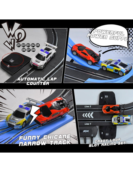 Set de Pista de Carreras AGM MASTECH 5,61 m con 4 Coches Set de Pista de Carreras AGM MASTECH 5,61 m con 4 Coches