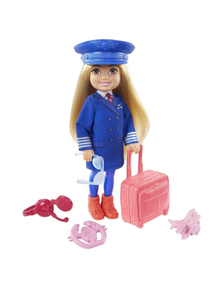 Muñeca Chelsea Piloto Mattel con Accesorios de Viaje Muñeca Chelsea Piloto Mattel con Accesorios de Viaje