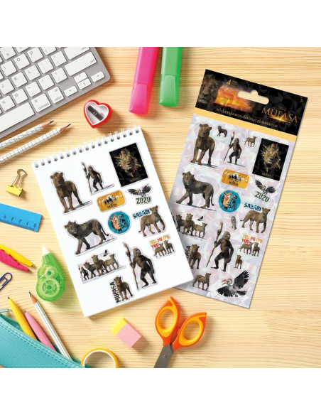 Stickers Mufasa Disney - 4 Hojas Brillantes 20,96x10,16cm Stickers Mufasa Disney - 4 Hojas Brillantes 20,96x10,16cm