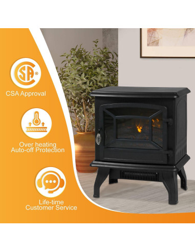 Estufa de Chimenea Eléctrica Dopinmin 1400W Portátil 50,8cm