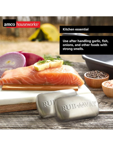 Barra Rub Away Amco - Eliminador de Olores Acero Inoxidable 2 Pzas
